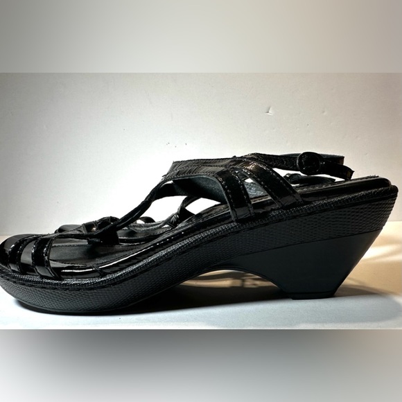 EUC Sz 42 10 $110 Born Patent Leather Slingback Wedge Sandals - Picture 4 of 13